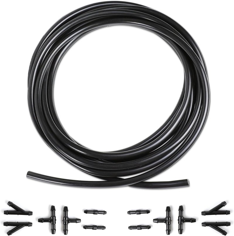 Hbxdeco Windshield Washer Hose Kit, 13.12Ft Windshield Washer Fluid Hose with 12PCS Hose Connectors, Universal Windshield Wiper Hose Repair Kit for Connecting Car Water Pumps and Nozzle - Image 1
